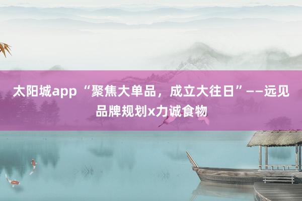 太阳城app “聚焦大单品，成立大往日”——远见品牌规划x力诚食物