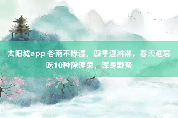 太阳城app 谷雨不除湿，四季湿淋淋，春天难忘吃10种除湿菜，浑身野蛮