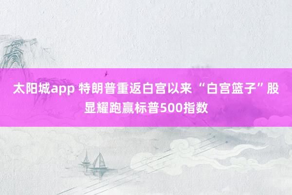 太阳城app 特朗普重返白宫以来 “白宫篮子”股显耀跑赢标普500指数
