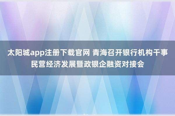 太阳城app注册下载官网 青海召开银行机构干事民营经济发展暨政银企融资对接会