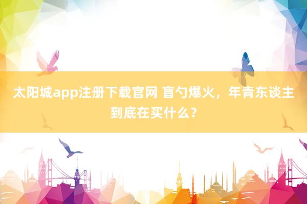 太阳城app注册下载官网 盲勺爆火，年青东谈主到底在买什么？